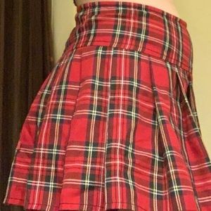 red plaid skirt